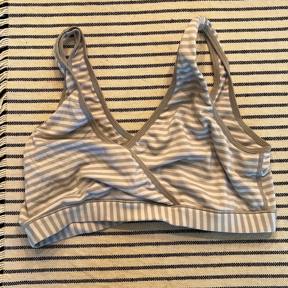 (M) maternity bra - grey/white stripe